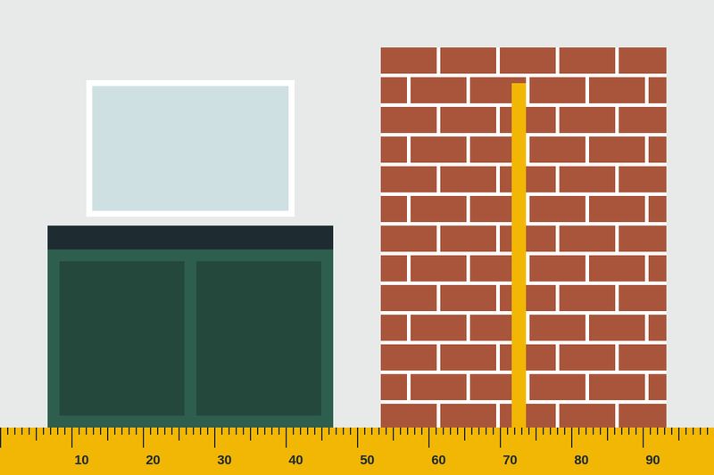 Illustration of home renovation work – kitchen cabinets and brick wall – Home renovation in Dwarka